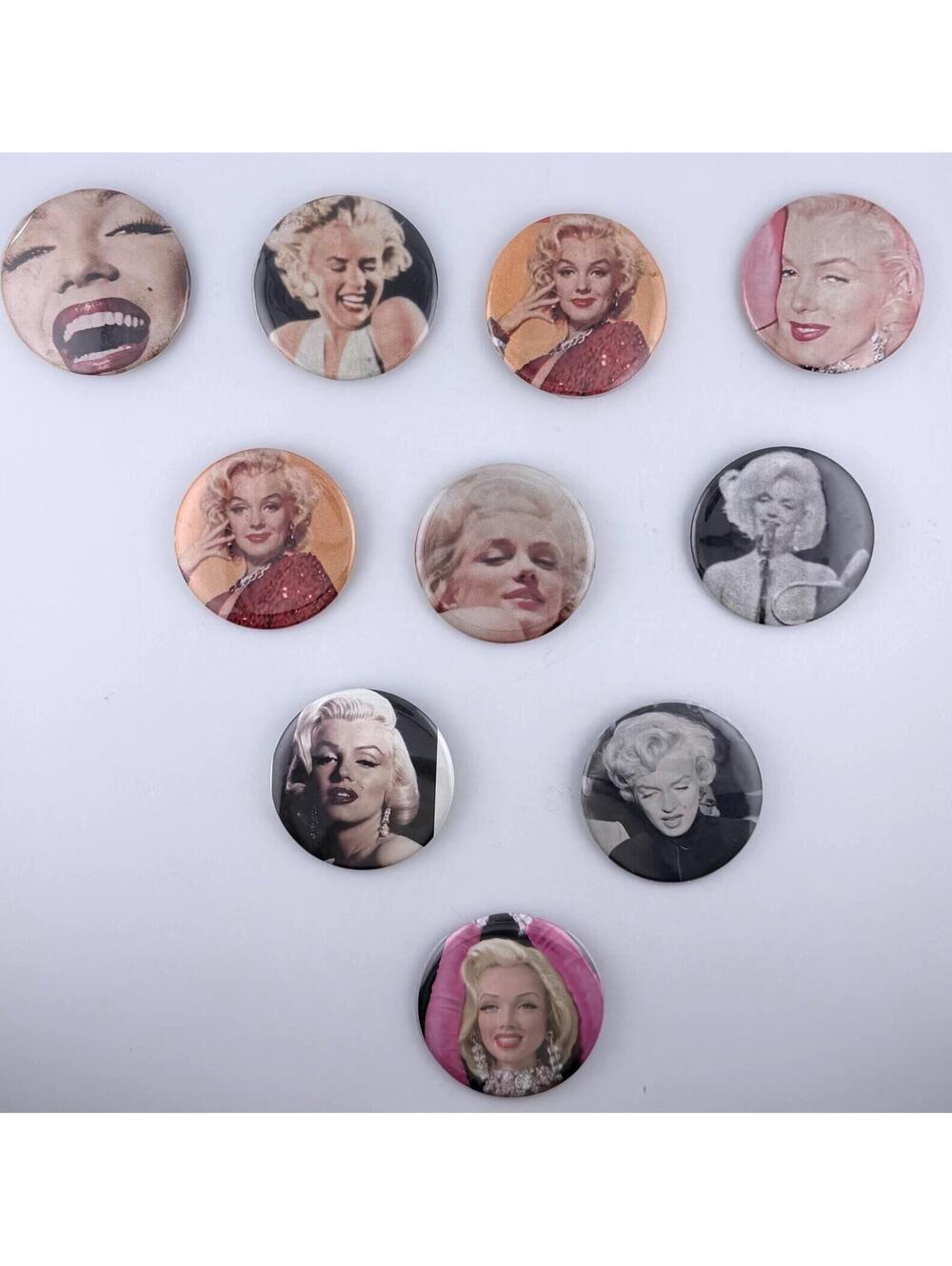 Vintage Marilyn Monroe Pinback Buttons Set 11pcs Multi‎ Color Collectible